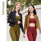 
Fan Sheng Yoga Running Fitness Clothes for Women Slim waist-length long-sleeved nude elastic sports jacket jacket cardigan FC12858 Moonlight Black XL
