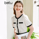 Betu women's summer new shirt French style round neck elegant commuting shirt women 2303T54 off-white S