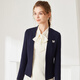 JANE STORY 2026 Spring New Short White Suit Jacket Women's High-Quality Work Clothes Professional Collarless Suit Top Dark Blue XL