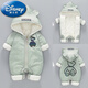 Disney (Disney) 2025 Newborn Baby Winter Clothes Plus Velvet Quilted Baby Onesies Going Out Thickened Cotton Clothes Romper Winter BB-Print Bear Green Winter Clothes 90cm 90 Sizes (19-24Jin Jin is equal to about 0.5 kg)