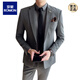 
ROMON (ROMON) light and casual small suit men's slim jacket handsome young people engagement dress men's British style suit men's suit black (suit/pants) / white shirt and black tie L (50)