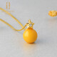 Ou Cheni 18k gold inlaid with five-pointed star diamond beeswax necklace bead pendant female chicken oil yellow amber clavicle chain ready to ship 925 silver chain