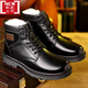 
Winter Army hooked cotton leather shoes genuine leather men's velvet leather shoes fur shoes Martin boots military hook men's cotton shoes genuine leather men's boots wool integrated high top winter Martin boots military hooked boots genuine leather cowhide men's high top X3519 black 38