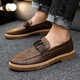 Changxiang Huili 2024 Summer Men's Men's Black Leather Cover Casual Lazy Shoes One Foot Lazy Shoes Korean Style Youth Beanie Shoes Men D829 Black 40