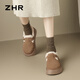 Zhr Birkenstock Schuhe für Frauen plus samt dicker Sohle erhöhte Baumwollschuhe für Frauen lässige Schneestiefel für Frauen Winter JF98B Kamel 37