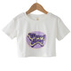 
Pitt Girls T-shirt Nail-exposed Summer 2025 New Medium-Large Children's Fashion Short-Sleeve Top Children's Clothing Summer Fashion 9889 White + 4018 Taro Pure Cream 150 cm