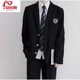 Anchu summer college style dk uniform suit suit loose and handsome spring and autumn jk student class uniform badge suit jacket W45 black suit + white long-sleeved shirt + tie + trousers XL + badge [recommended 120-140Jin [Jin equals 0.5 kg]]