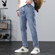 Playboy (PLAYBOY) jeans men's 2025 spring and autumn new trendy straight loose pants men's casual elastic Korean version of nine-point pants dark blue X-6115HH9901 28