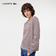 Lacoste French Crocodile Women's Clothing 24 Autumn New Round Neck Fashion Fashion Stripe Camiseta de manga larga TF9207 Iby /Crimson Red 34 /155