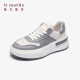Laersdan 2024 [couples] new spring style comfortable sports and leisure thick-soled sneakers panda shoes for men and women 66501 women's style - gray + white GYL39