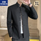 
ROMON Zhongshan suit men's spring and autumn jacket young slim casual thin small suit Chinese stand collar clothes Navy blue XL