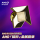 AMD RYZEN Metal Badge AMD Faith Big Arrow Brass Electroplated Brooch Gift Box Backpack Fashion Decoration Accessories AMD Faith Metal Badge