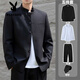 
Playboy (PLAYBOY) New Chinese style Chinese style modified Zhongshan men's top Spring and Autumn New Chinese style jacket Internet celebrity jacket stand collar suit set Black suit + trousers Give belt M