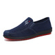 Viejos zapatos de tela de Beijing zapatos de trabajo sin deslizamiento transpirables para hombres zapatos de lona perezoso de un pie livianos livianos suaves calzado de conducción casual 2275 azul 42