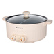 Aibeili multifuncional Pot caliente de doble propósito de doble uso Electricidad eléctrica Hot Pot multifuncional Pot de cocción 6L Gran capacidad Control de temperatura independiente Shabu Cocina integrada ABL-HG671 Blanco