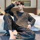 Delia Pure Cotton Pyjamas Herren Spring- und Herbst-Langarm-Pyjama dünn, atmungsaktiv, locker, groß, kann außerhalb von Heimbekleidungsanzug 9913 l getragen werden (empfohlen 100-130 Jin [Jin gleich 0,5 kg]))