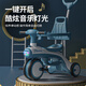 MANLESE儿童三轮车1-3-6岁脚踏车宝宝遛娃神器多功能轻便手推车自行车 米白色Pro【推杆+音乐+遮阳棚】