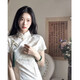 DuYanzhi (DuYanzhi) new Chinese style retro white dress for women in summer ancient style improved cheongsam young girl's gentle first love skirt white 846 S 90Jin [Jin equals 0.5 kg] below
