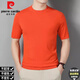 Pier Cardin cardigan short-sleeved T-shirt round neck spring, autumn and winter men's thin cardigan sweater half-sleeved base shirt knit sweater 12121 dark camel 165/105 [Suggested 100-120Jin [Jin equals 0.5 kg]]