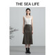 
THE SEA LIFE skirt for women Ou Hai's life exquisite skirt for women spring and autumn leather skirt D12353 chestnut color M