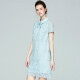 Yanyu spring and summer doll collar lace short-sleeved dress bow tie versatile skirt light blue 1S/36