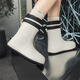 
Fujian women's Japanese adults wear trouser rain boots outside with fashionable outdoor waterproof, non-slip, wear-resistant soft-soled rubber shoes on rain boots white + trouser L size [38 is smaller in size 1]