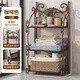 Linshiwu estante plegable Iron Baño Washbasin Rack Rack de almacenamiento de la rejilla de almacenamiento de la rejilla para el hogar Marrón - Z673 [Ancho 34 cm*Altura 65 cm]