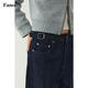 Fano studios Fan Luo Cocoon Style Very Wide Feeling Original Color Jeans Women's 2025 Autumn New Metal Buckle Waist Slimming Wide Leg Pants Original Color Denim Blue L (Second Batch)