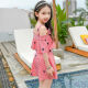 Children's swimsuit for girls, middle and large children's one-piece skirt-style girl 5-year-old student girl swimsuit suit red Polo [swimsuit + swimming cap + swimming goggles] recommended 140-150 weight 65-75Jin [Jin equals 0.5 kg]