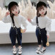 Haizhile Children's Clothing Girls Autumn Clothing Set 2021 New Children's Overalls Two-piece Set Western Style Three-Year-Old Baby Girl Autumn Little Girl Clothes Trendy Dark Blue 100 Size Recommended Height 100cm
