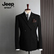 JEEP SPIRIT Jeep suit men's suit wedding double-breasted British lapel groom engagement slim striped formal suit blue (suit + trousers) XL/52 (125-135Jin Jin equals 0.5kg)
