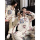 Mengdong Paidaxing flannel couple pajamas for women winter plus velvet thickened warm men's plus size coral velvet home clothes X9804 Paidaxing 3XL Men's recommendation 160-180