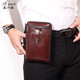 
Uncle Pi Liu 2024 new genuine leather mobile phone waist bag for men wearing belt multi-function large-capacity soft-head layer cowhide leather one-shoulder crossbody bag style 3 brown [9435]
