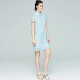 Yanyu spring and summer doll collar lace short-sleeved dress bow tie versatile skirt light blue 1S/36