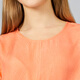 VOA jacquard crown crepe round neck short sleeve ruffle fashionable age-reducing loose straight mulberry silk jumpsuit KE688 Qinyuan Pink Orange (F49) XL