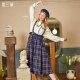 Two or Three Things Ghost Daily Spring New Retro Plaid Pleated Suspender Skirt Plaid S
