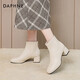 Daphne Martin Boots Herbst und Winter Single Stiefel Französisch modische Kurzstiefel Frauen Weiß plus Samt Stiefel Frauen ungenau