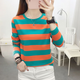 
Kexin 145150 short round neck long sleeve T-shirt for women plaid high-end color woven spring and autumn striped long T-shirt for women K829 ruby ​​blue_(color) L suggestion 106-120Jin[Jin equals 0.5 kg]