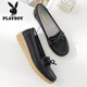 Playboy (Playboy) Damenschuhe Herbst Herbst bequeme Soft alleinige Schuhe Frauen Mode Krankenschwester kleine Lederschuhe Frauen Freizeitschuhe Frauen 1615 Schwarz 38
