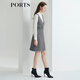 PORTS Women's Autumn and Winter New Slim Fit Waist Dress LL9D067LFF092 Black Mixed Color L (8)