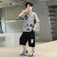 
AN Children's Clothing Boys Summer Set 2025 New Children's Summer Short-Sleeve Clothing Medium-Big Children's Cool and Fashionable Street Explosion Gray 150 (Suggested height about 145cm)