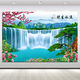 The landscape painting of the flowing water makes money, beautiful artistic conception, living room attracts wealth, and hanging paintings, welcoming pine waterfall background mural A32PP glue with glue on the back 80*120 cm
