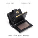 Cnoles cowhide wallet women's short multi-functional clutch retro oil wax leather large capacity coin purse women's gift box card holder K1413A black