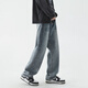 Dingfengbaoluo American jeans men's autumn high street straight loose trendy brand boys wide-leg trousers DFS05 retro blue XL