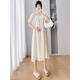 Geman maternity dress summer loose large-size top covering belly summer skirt puff sleeve maternity dress summer skirt off white skirt (recommended 120-140 Jin [Jin equals 0.5 kg])
