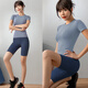 Hui'ang Sports Suit Women's Yoga Wear Running Fitness Wear Sportswear Autumn and Winter Quick-Drying Clothes Pilates Five-Piece Lake Blue M