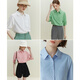 Fan Silan 23FS12159 Fibra de bambú Camisa de manga de mediana diseño para mujeres Nicho de verano Collar Top Women Fresh White M