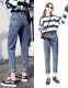 Xinyuanxiang jeans women's loose harem pants 2020 autumn and winter new high-waist casual women's plus velvet thickened dad pants slim straight student carrot pants trendy retro blue trousers-228825 code