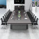 Large conference table long table simple modern conference table rectangular conference room negotiation training bar table and chair combination four colors optional (smoky wood color) 2.4*1.2 meters urban installation