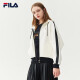 FILA Women's Official Sports Jacket Women's Long Sleeve Hooded Loose Fashionable Knitted Cardigan Jacket Women's Top Cloud Mushroom White-WT165/84A/M